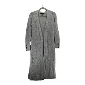 White‎ House Black Market Long Cardigan XS Gray Speckle Open Front Long Sleeves